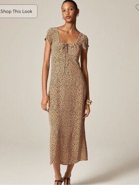 J. Crew Tan and Black Leopard-Print Maxi Dress